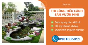 thi công tiểu cảnh sân vườn mini
