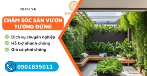 chăm sóc sân vườn tường đứng