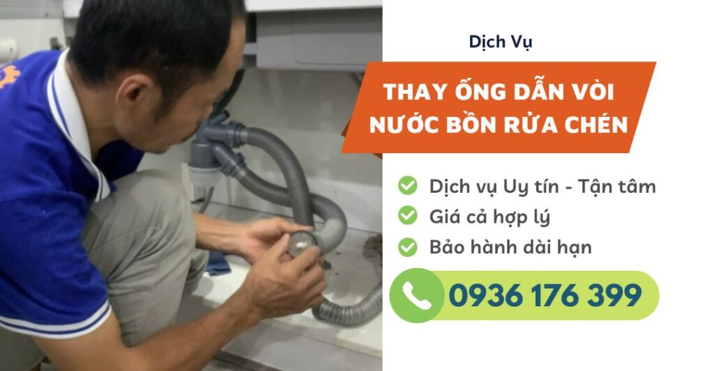 thay ống dẫn vòi nước bồn rửa chén