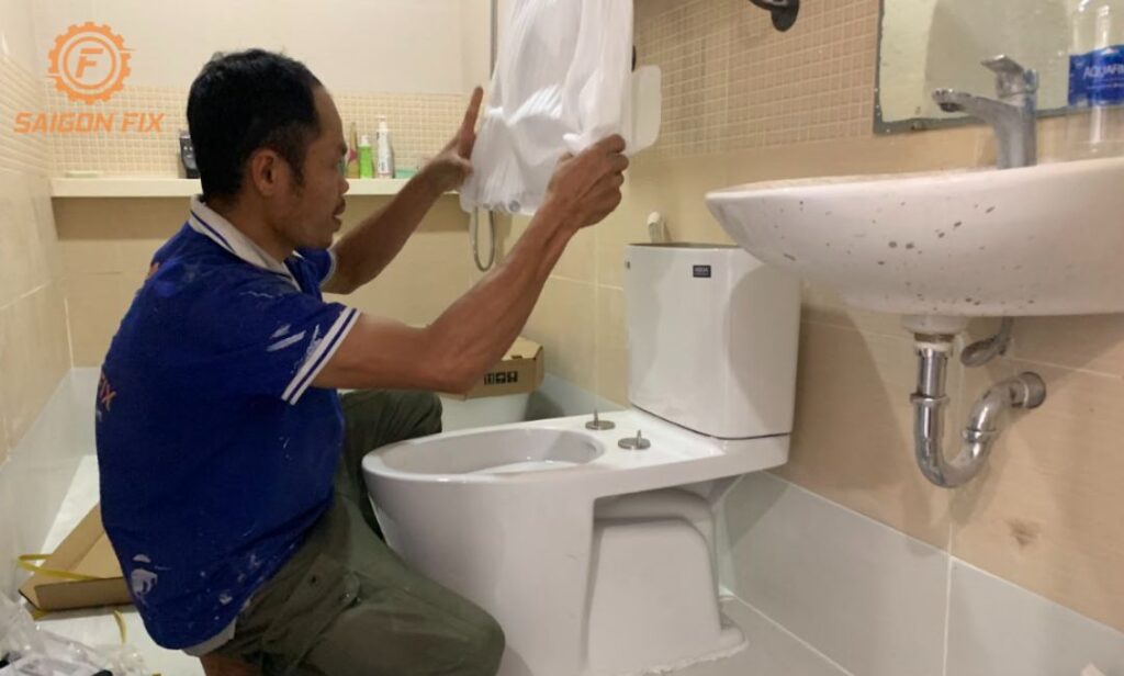 Lắp đặt bồn cầu chị Mi Gò Vấp