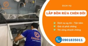 lắp bồn rửa chén đôi
