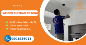 lắp đèn âm trần bê tông