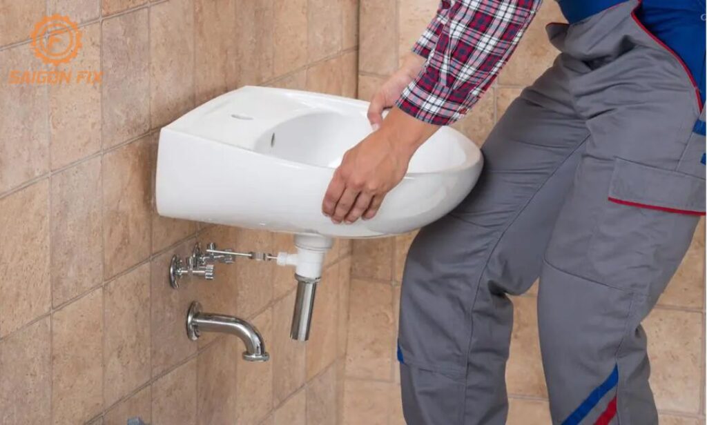 lắp đặt lavabo treo tường