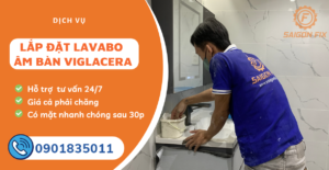 Lắp đặt lavabo âm bàn viglacera