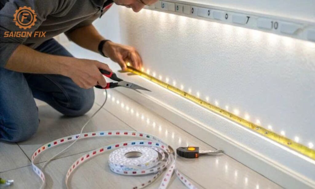 lắp đèn led tủ bếp